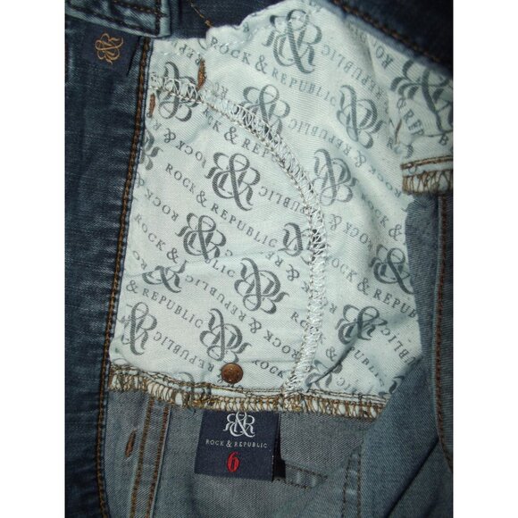 Rock & Republic Berlin Jeans Womens 6x31"stretch skinny tapered distressed holes - Picture 14 of 14